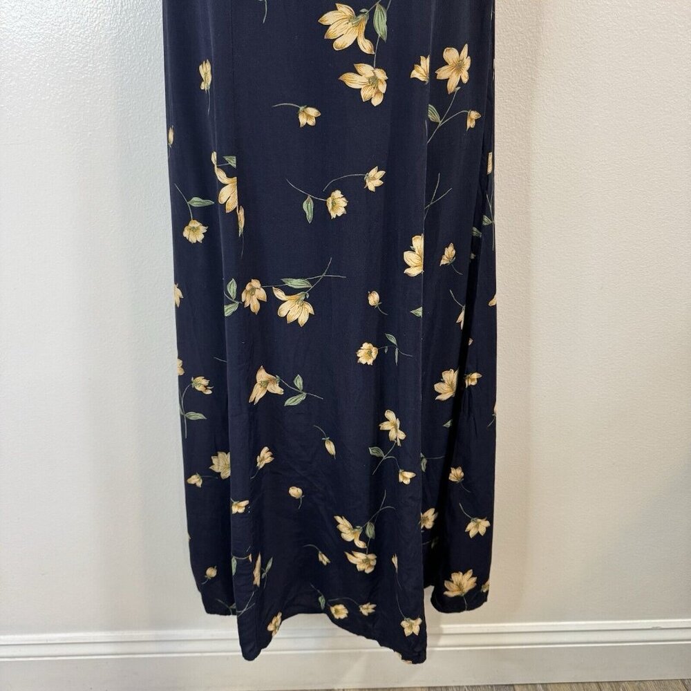 Vintage 90s Y2K Dressbarn Dress 8 Maxi Floral Blue Yellow Whimsy Cottage - Picture 3 of 9